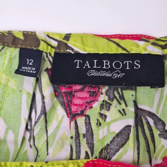 Talbots Floral Butterfly A-Line Green Red Skirt - Picture 9 of 12